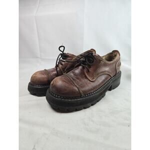 VTG Y2K Tattoo By Robert Wayne Chunky Brown Leather Shoes Steam Punk 6 W